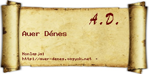 Auer Dénes névjegykártya